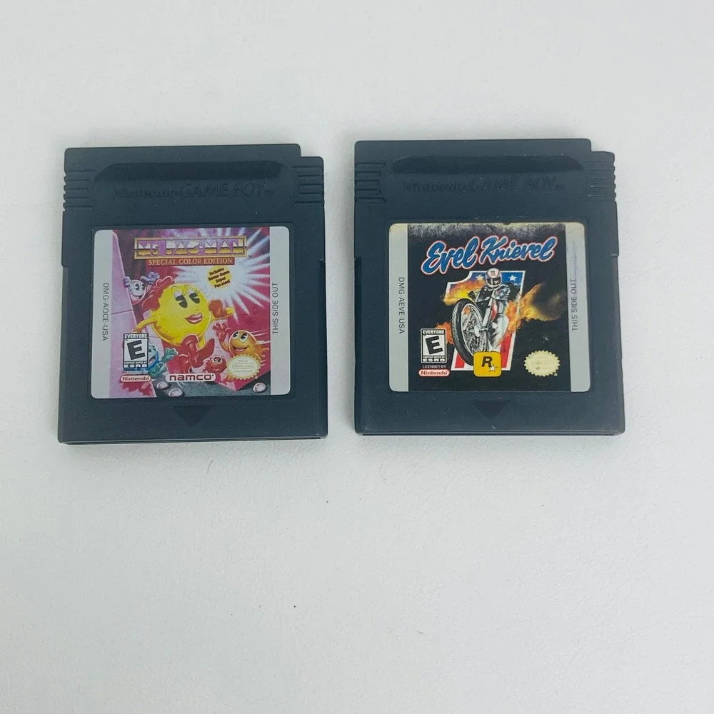 Nintendo Game Boy Color Game Lot Ms Pac-Man Evel Knievel Black Cartridge GBC